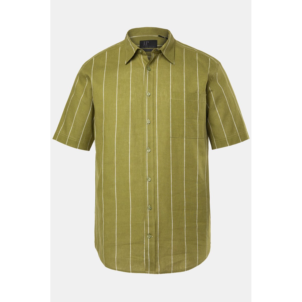 Chemise rayé en lin mélangé vert, JP1880