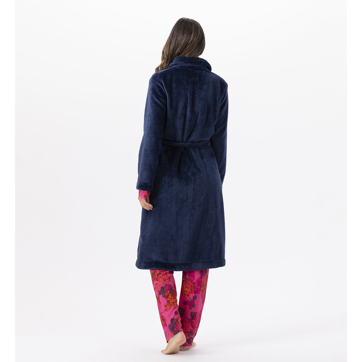 Robe de chambre en peluche flanelle ESSENTIEL H51B marine, LE CHAT