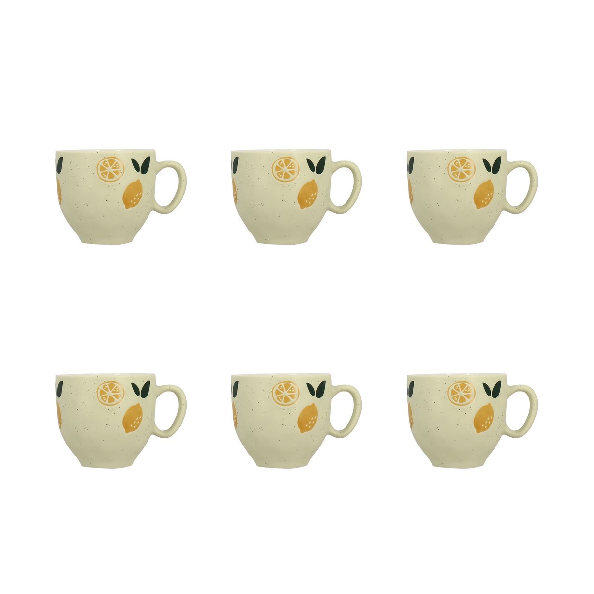 Lot de 6 tasses 23cl en grès, LEMON beige, NOVASTYL