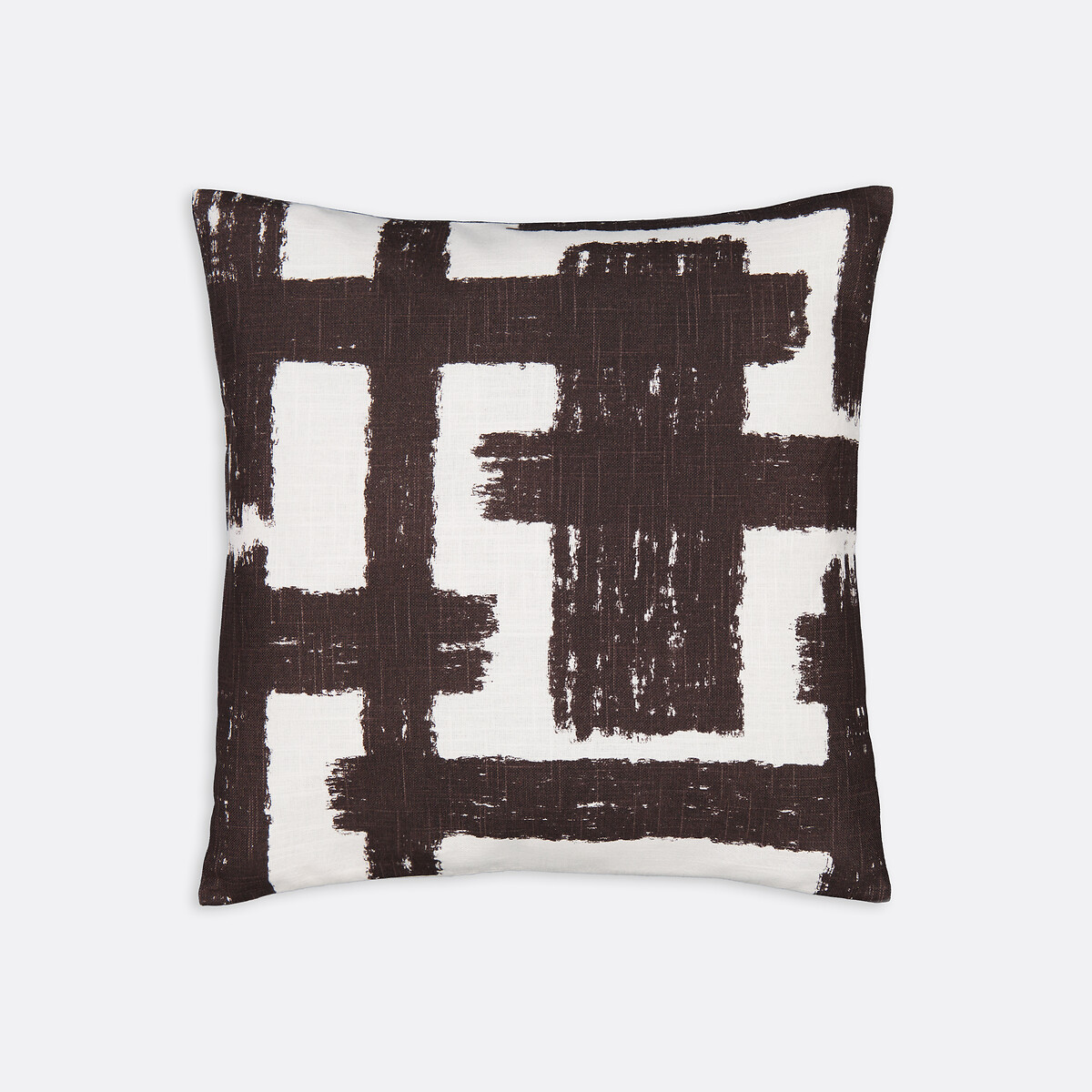 Housse de coussin 50x50 cm, coton, Penki blanc/marron, LA REDOUTE INTERIEURS