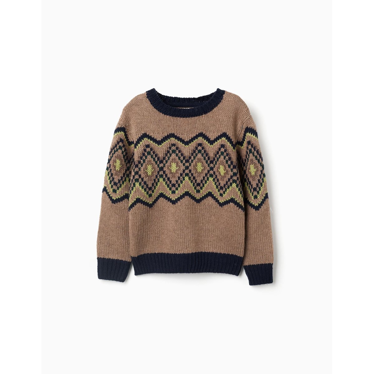 Pull en maille avec motif jacquard beige, ZIPPY