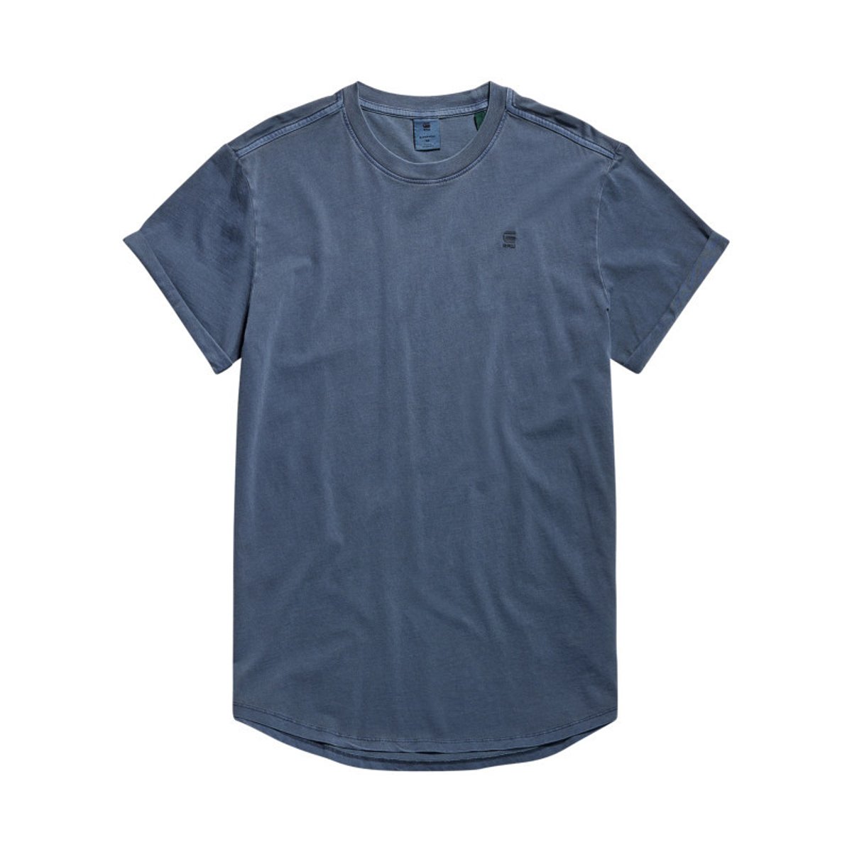 T-shirt en coton biologique vert d'eau uni avec un logo sur le coeur bleu, G-Star RAW
