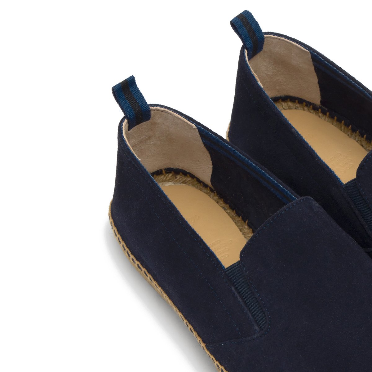 Espadrilles plates en cuir avec empiècements élastiqués JOEL PLATFORM bleu nuit, CASTANER