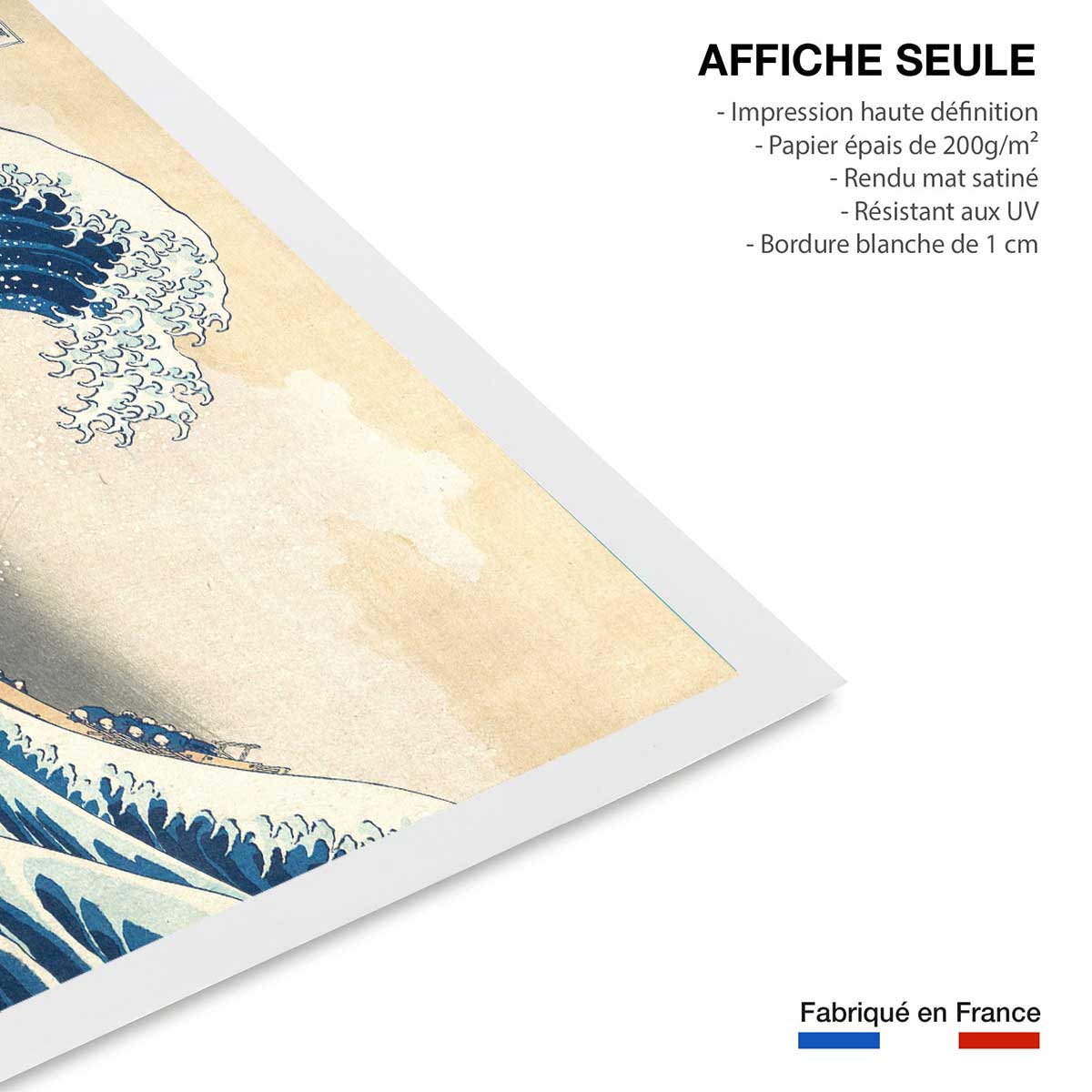 Poster The Great Wave off Kanagawa par Hokusai affiche seule, HEXOA