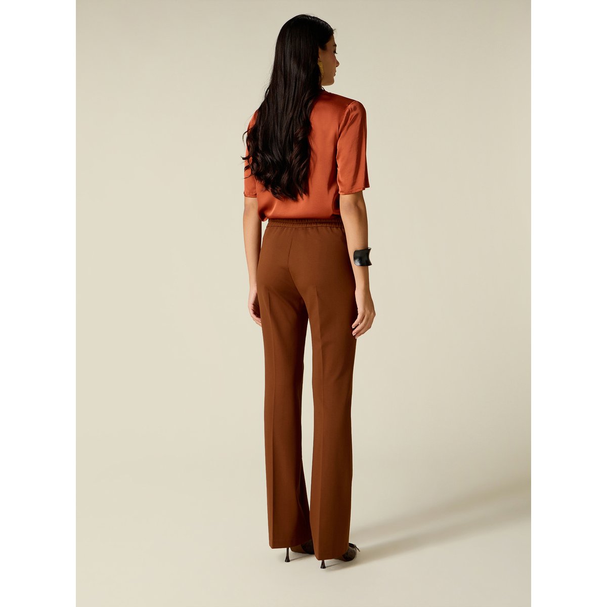 Pantalon coupe droite marron, OLTRE
