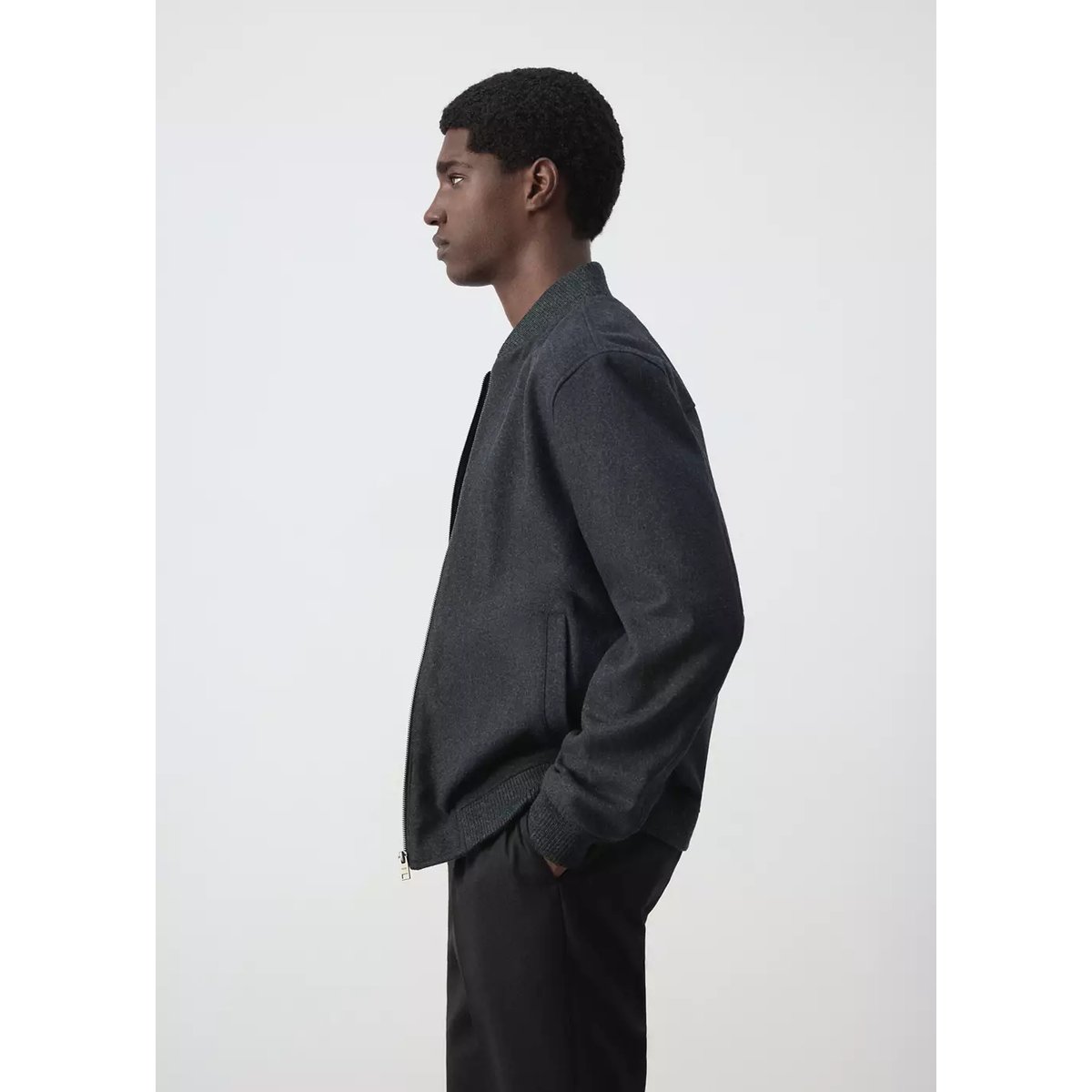 Veste bomber en laine mélangée gris anthracite, MANGO MAN
