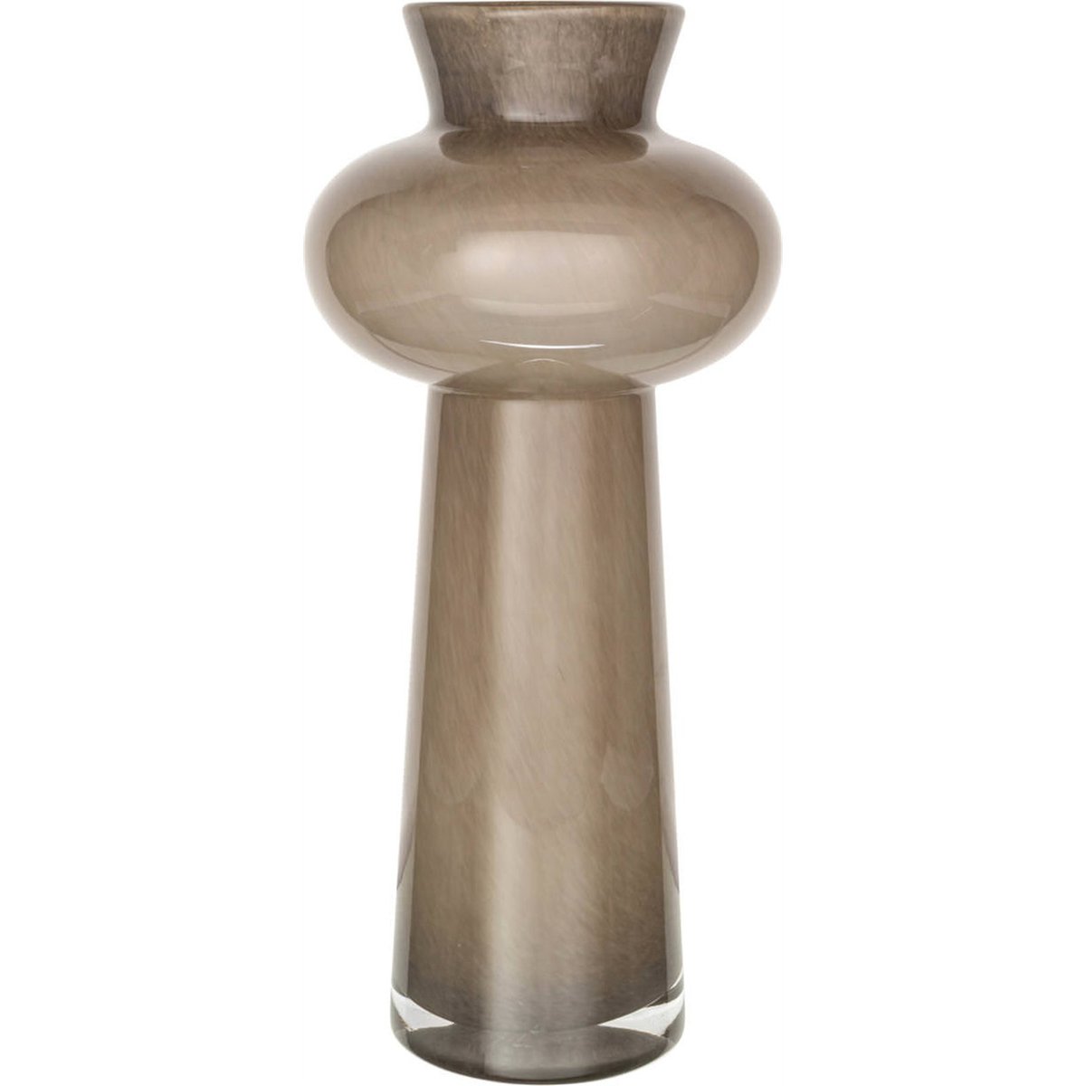 Vase en verre au galbe sculptural taupe, RECOLLECTION