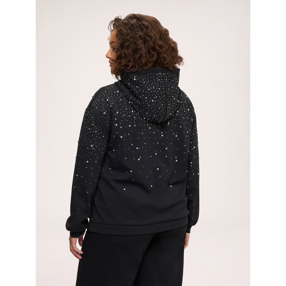 Sweat ouvert avec applications lumineuses noir, FIORELLA RUBINO