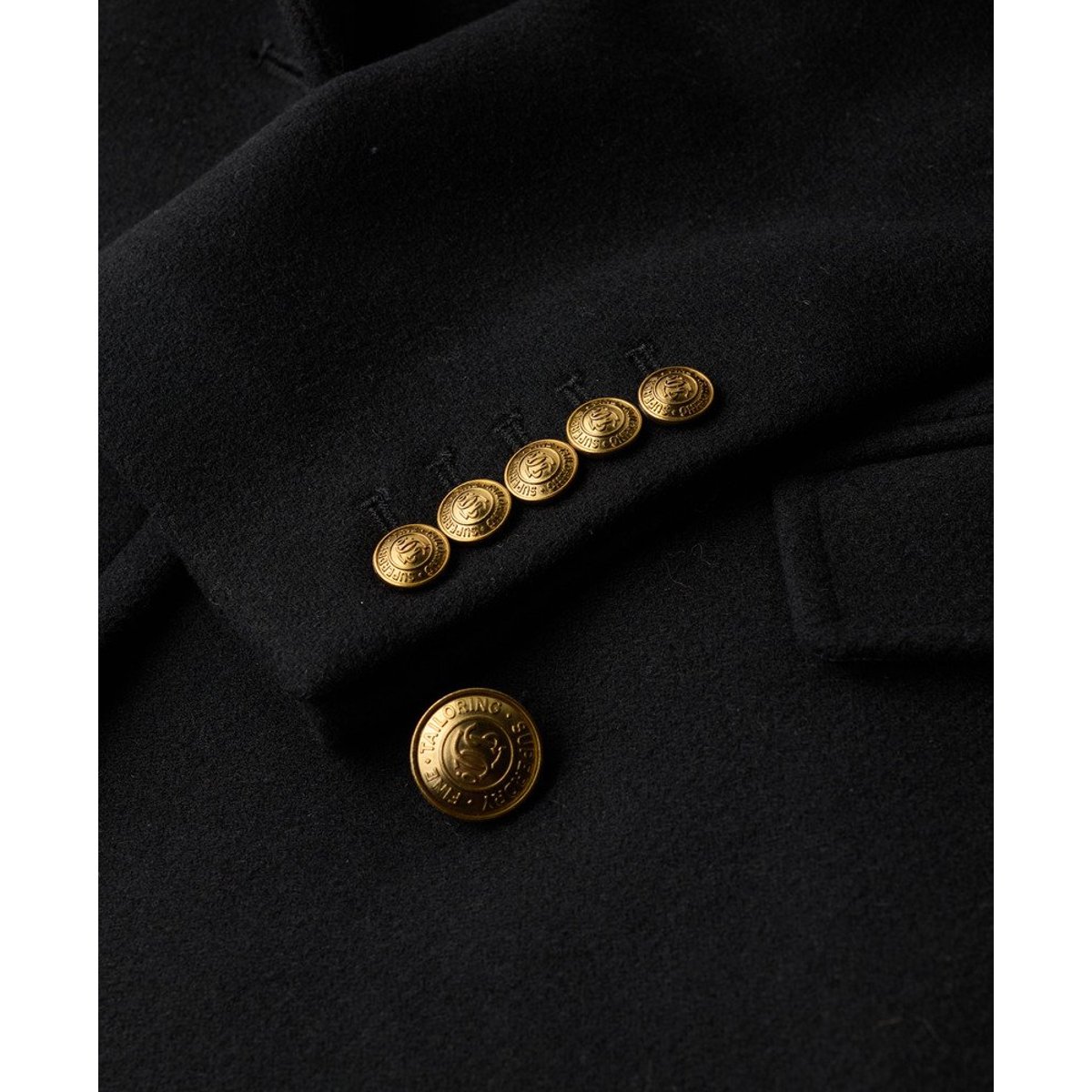 Manteau Croisé en Mélange de Laine noir, SUPERDRY