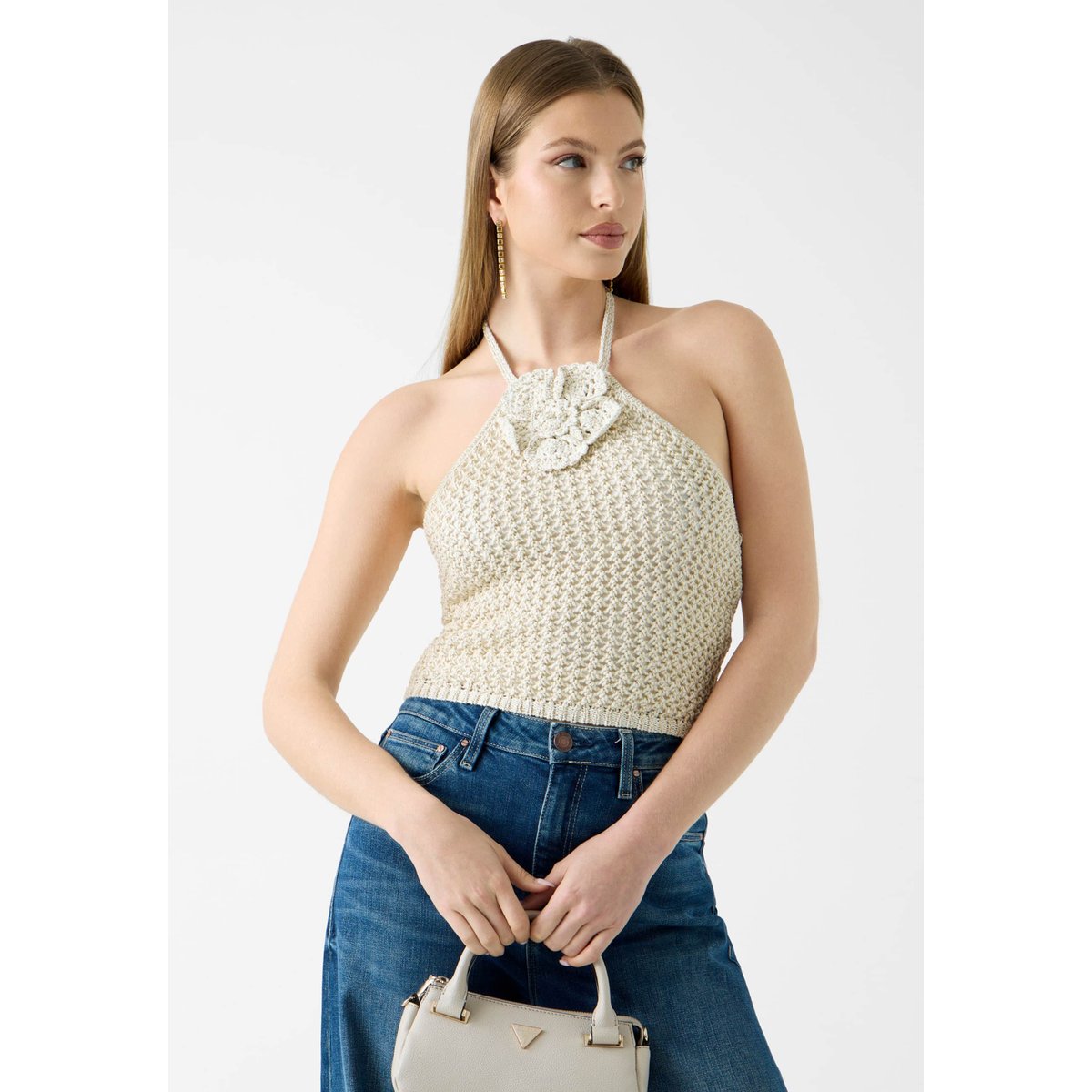Haut Au Crochet beige, GUESS