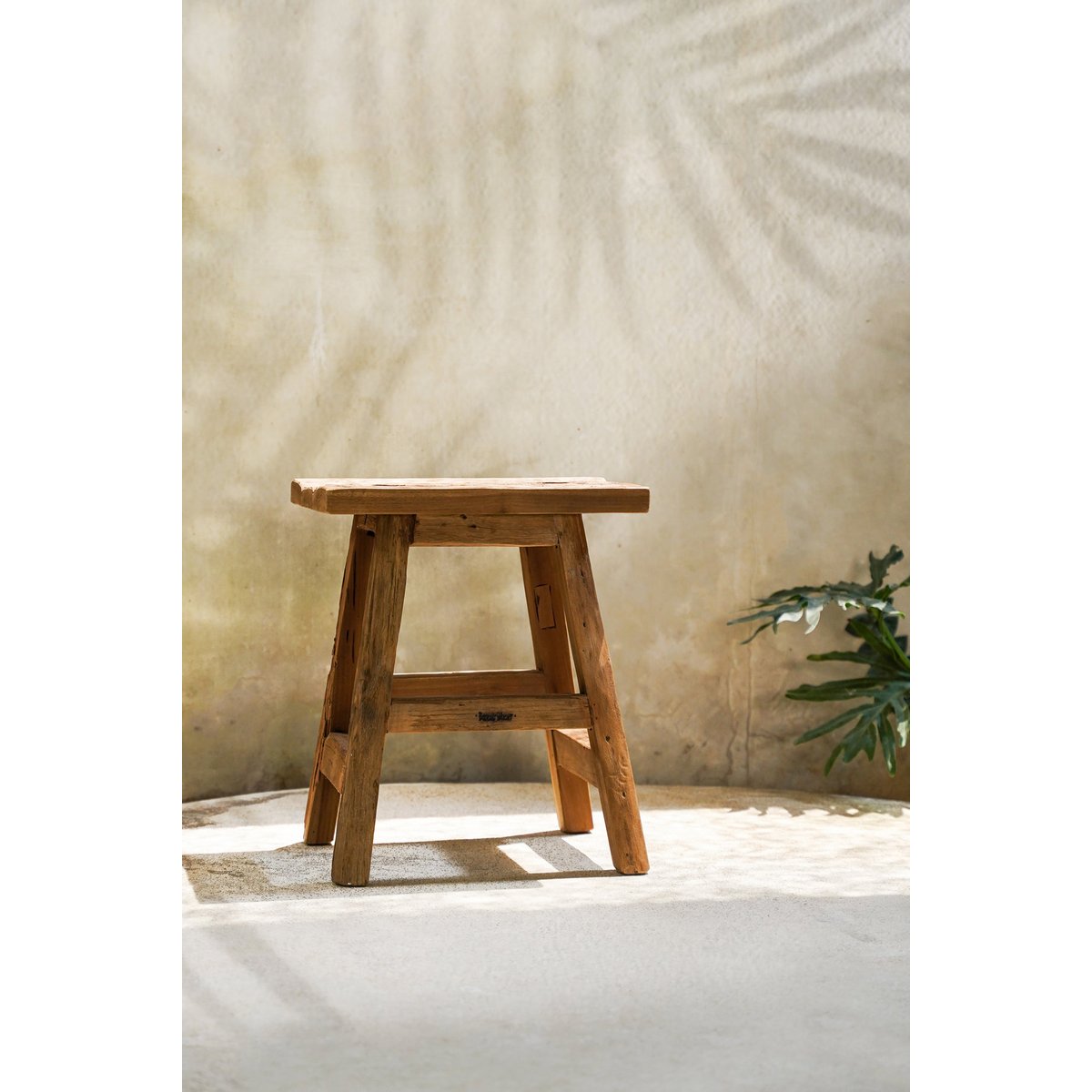 Tabouret en bois de teck récupéré YOKE beige, BAZAR BIZAR