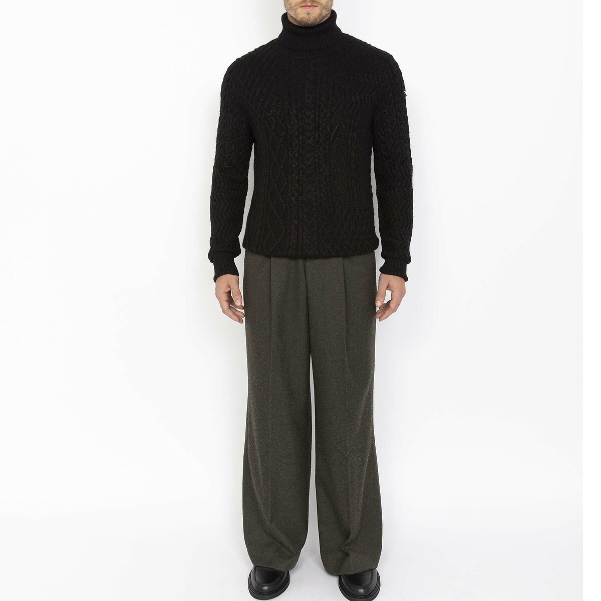 Keth 2 Cable Knit Jumper with Turtleneck black, SCHOTT