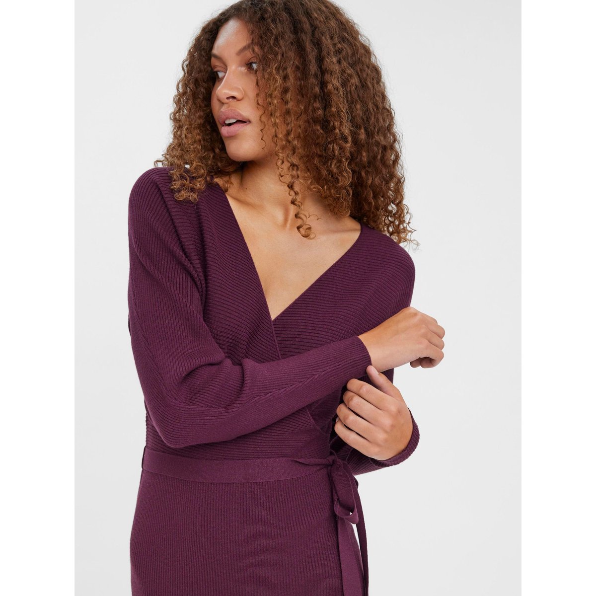 Robe pull à nouer bordeaux, VERO MODA