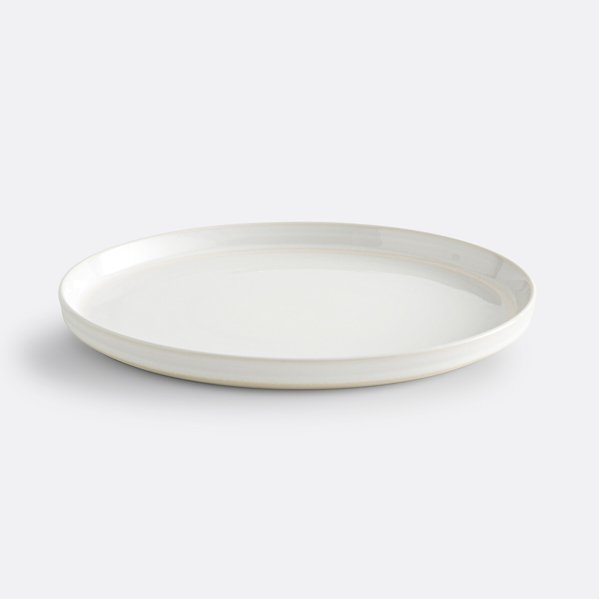 Lot 4 assiettes plates grès émail réactif, SACHA blanc, LA REDOUTE INTERIEURS