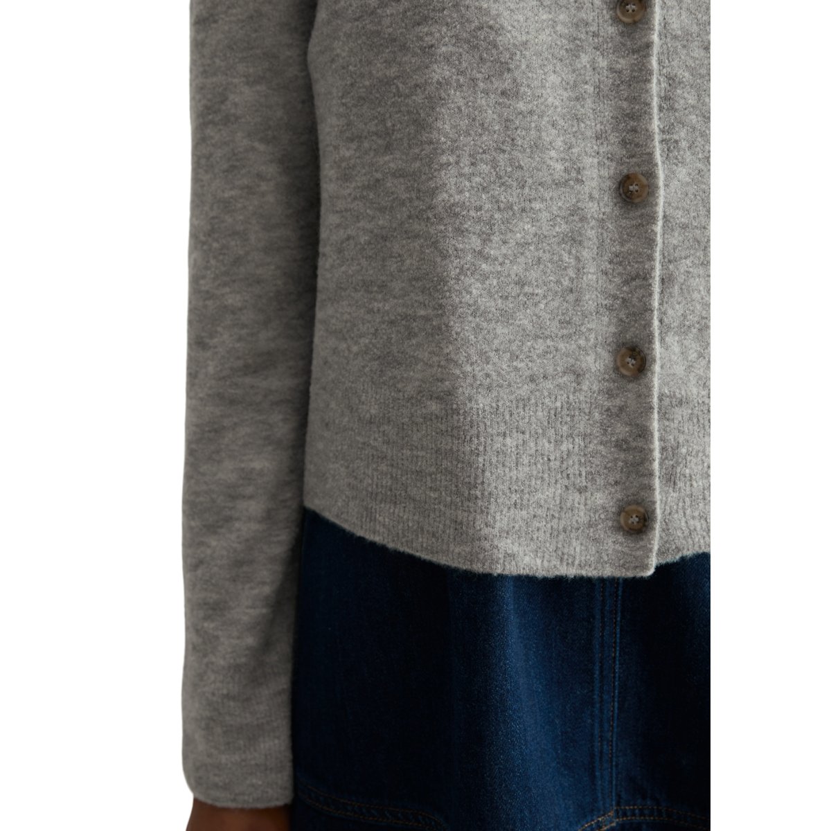 Cardigan coupe classique en fil bouclé gris, MARC O’POLO DENIM