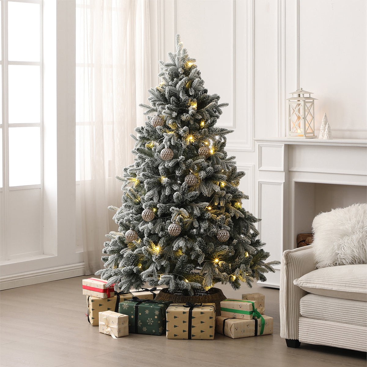 Set de 4 boules de noel pailletées en verre D8 NOËL cuivre, SIA DECO