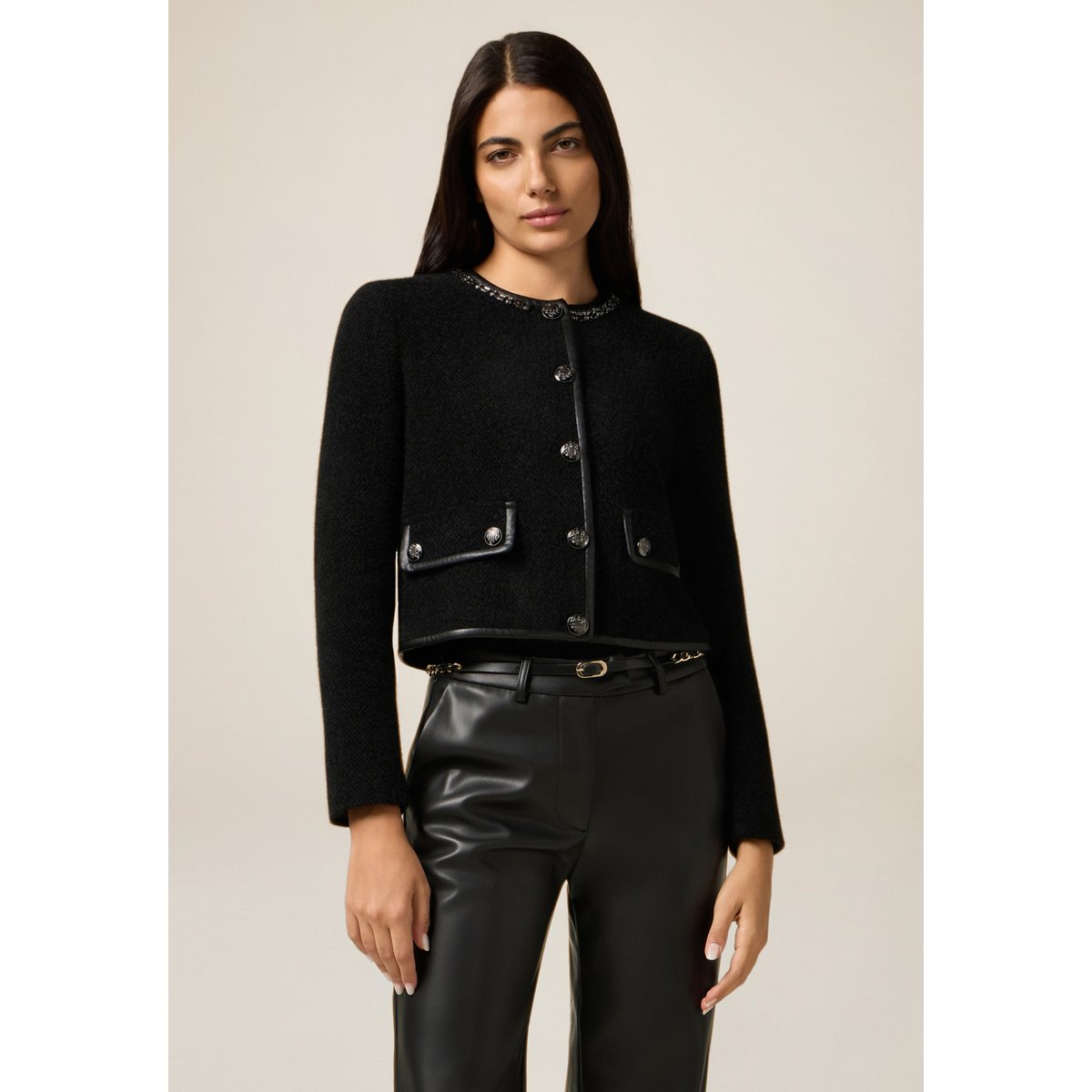 Veste courte avec pierres noir, OLTRE