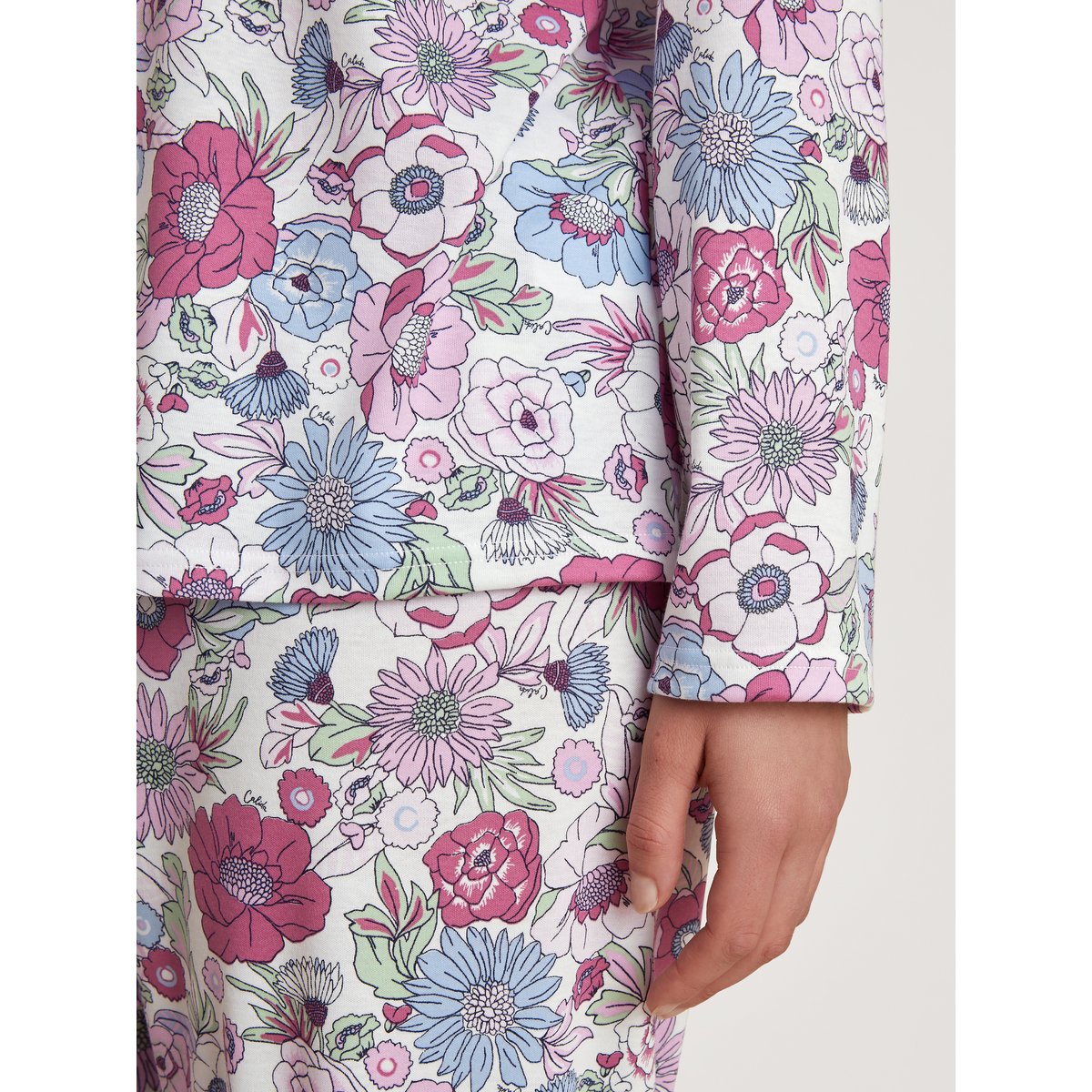 Pyjama boutonné sur toute la longueur manches longues Coton BOTANIC DREAMS rouge violet, CALIDA