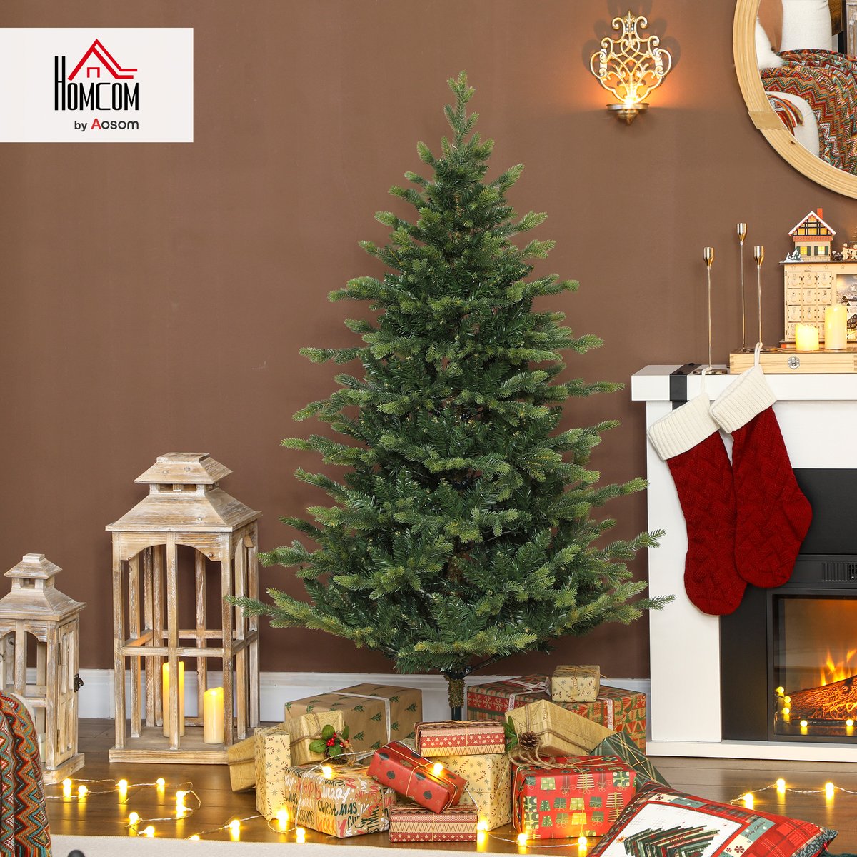 Sapin de Noël Plastique Vert vert, HOMCOM