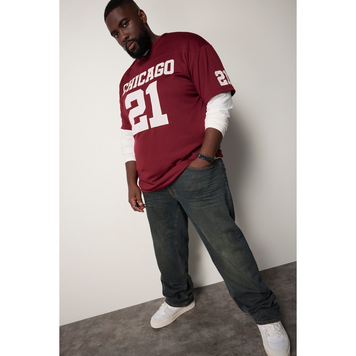 T-shirt en mesh rouge foncé, STHUGE