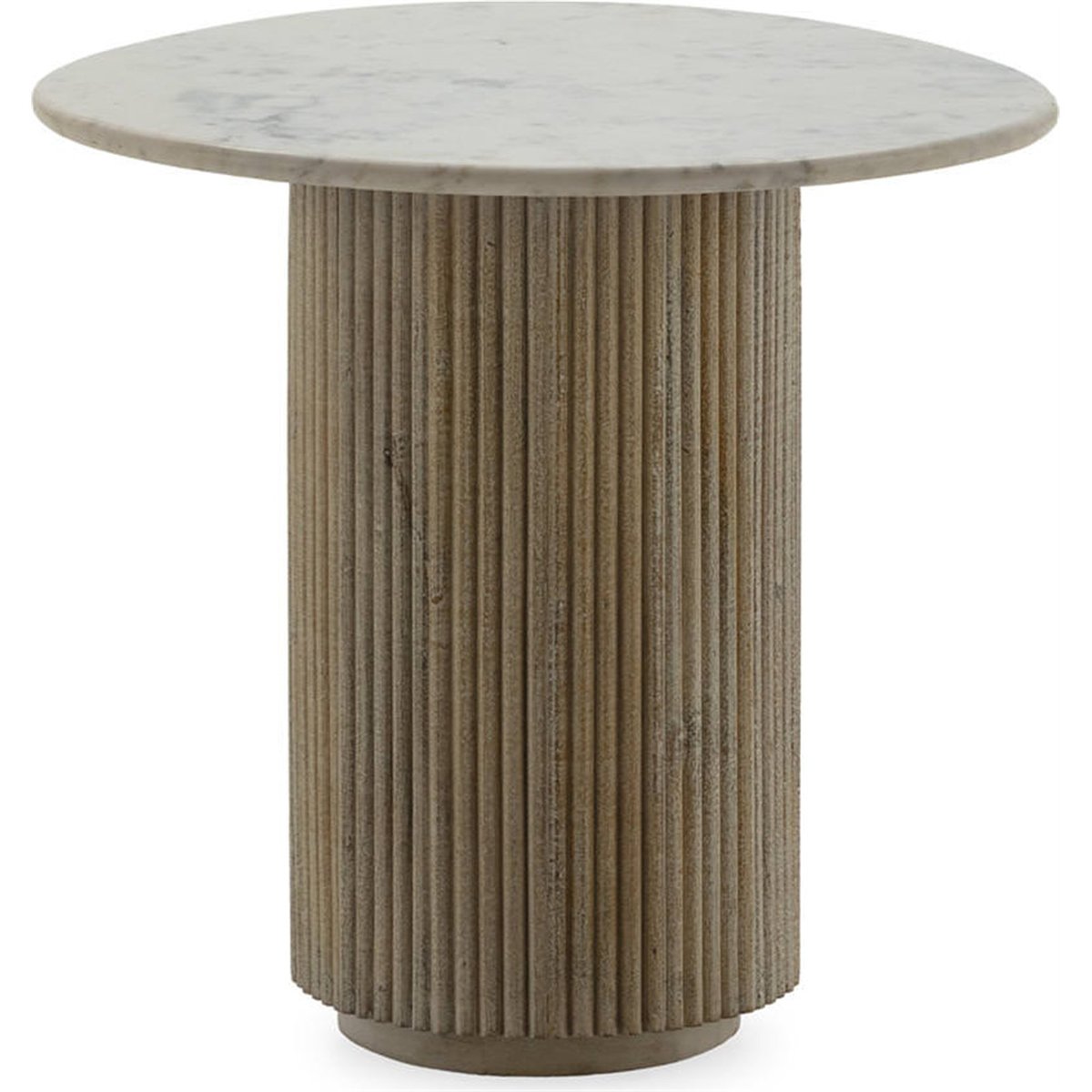 Table d'appoint en marbre et manguier blanc et naturel blanc lavé, RECOLLECTION