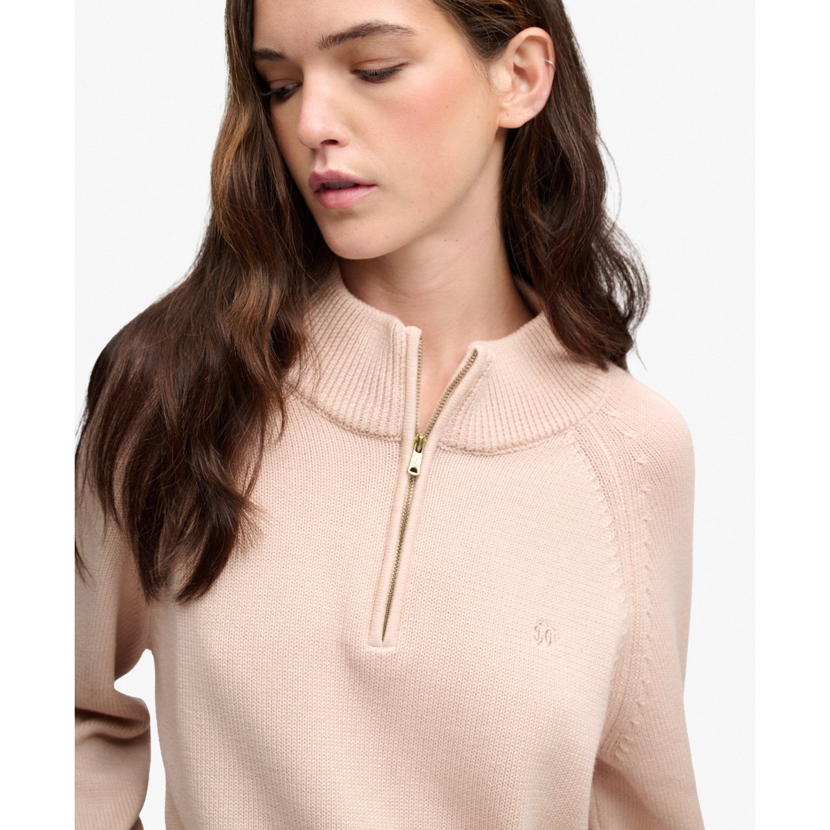 Pull Classic Half Zip Coupe Décontractée rose poudré, SUPERDRY