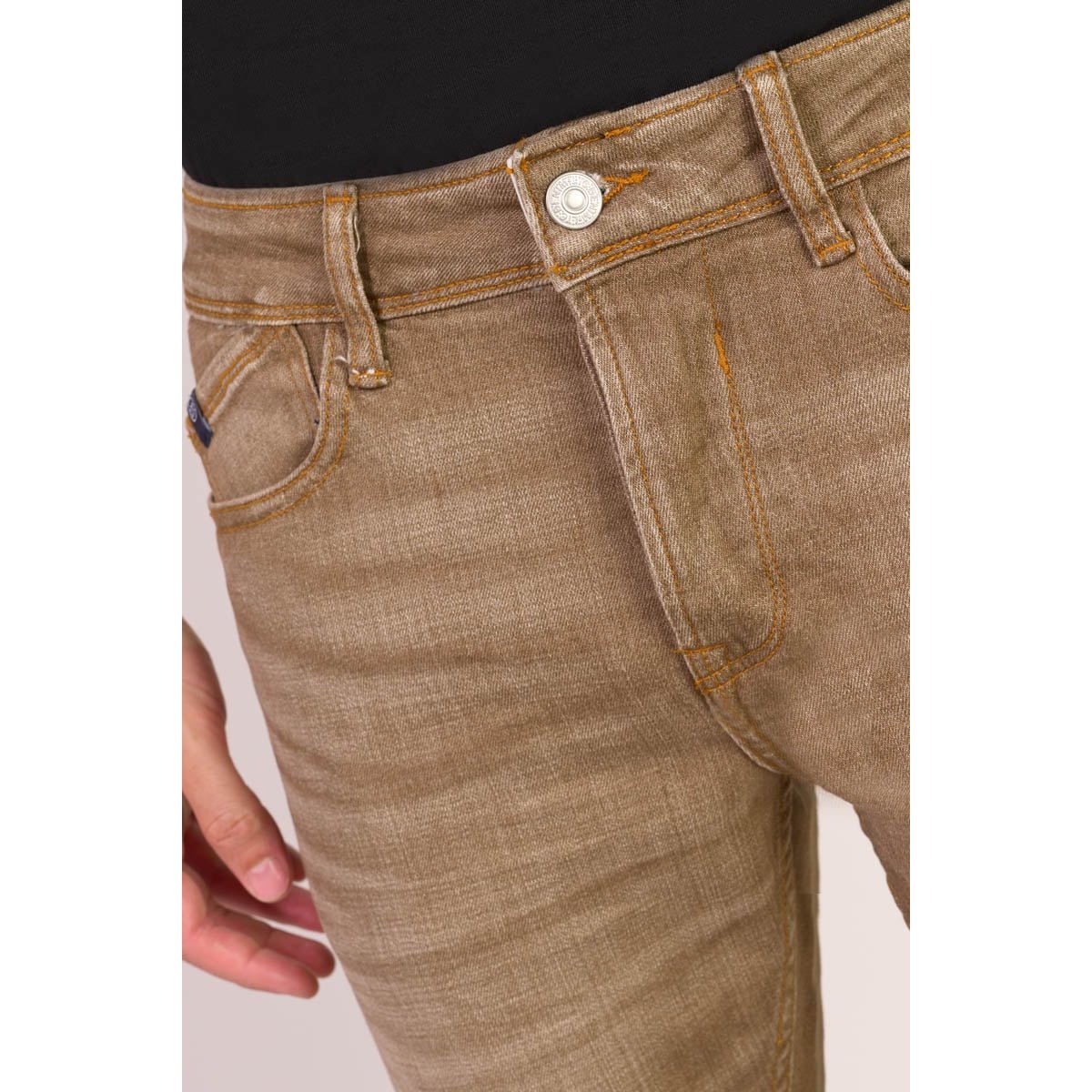 Jeans slim stretch 700/11, longueur 34 caramel, LE TEMPS DES CERISES
