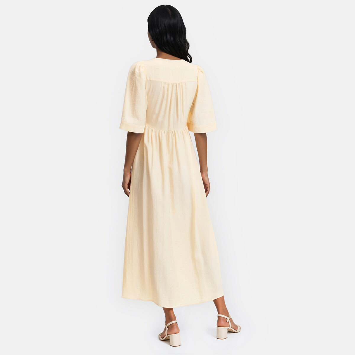 Robe longue portefeuille manches courtes jaune, LA REDOUTE COLLECTIONS