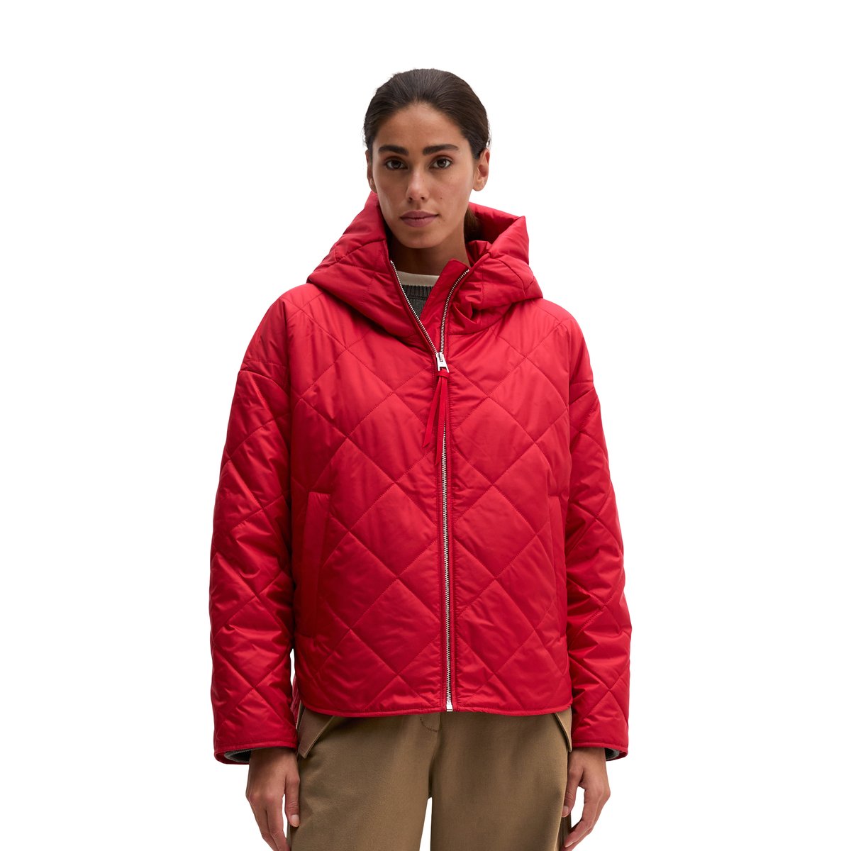 Veste matelassée à capuche, coupe décontractée en polyester recyclé rouge, MARC O'POLO