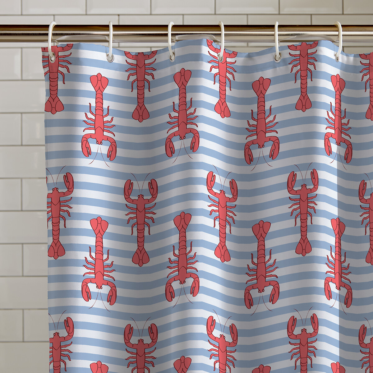 Lobster Shower Curtain Panel Red red, CATHERINE LANSFIELD