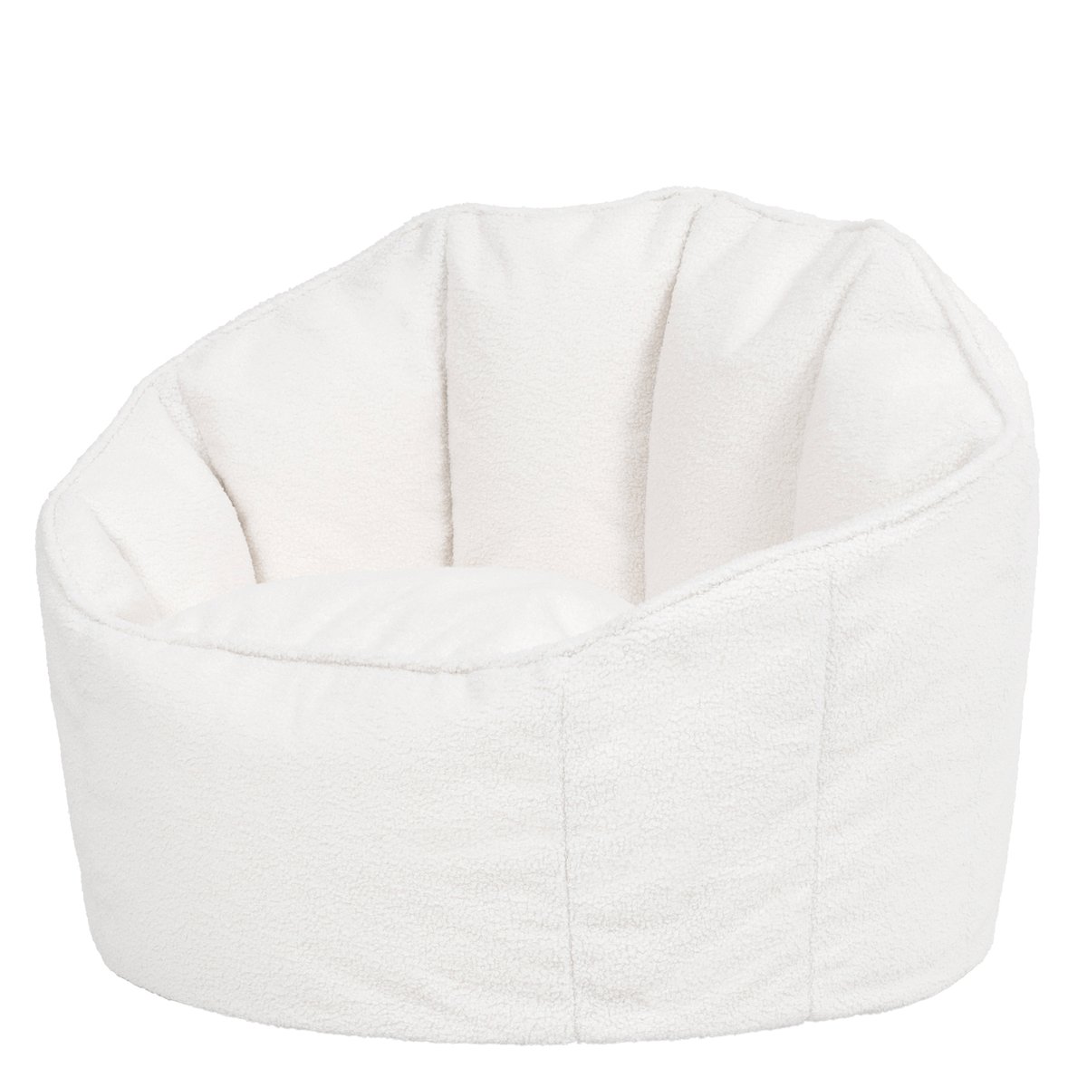 Pouf fauteuil coquillage en bouclette Oeko-Tex® - SIRENA ivoire, ICON