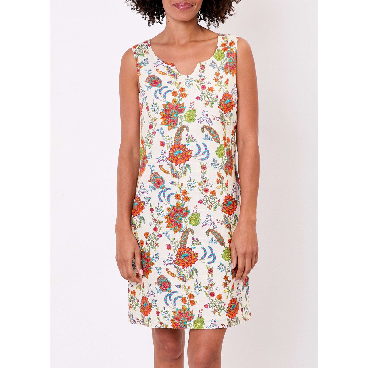 Robe sans manche droite coton bio GENIFA ecru suneila, LA FIANCÉE