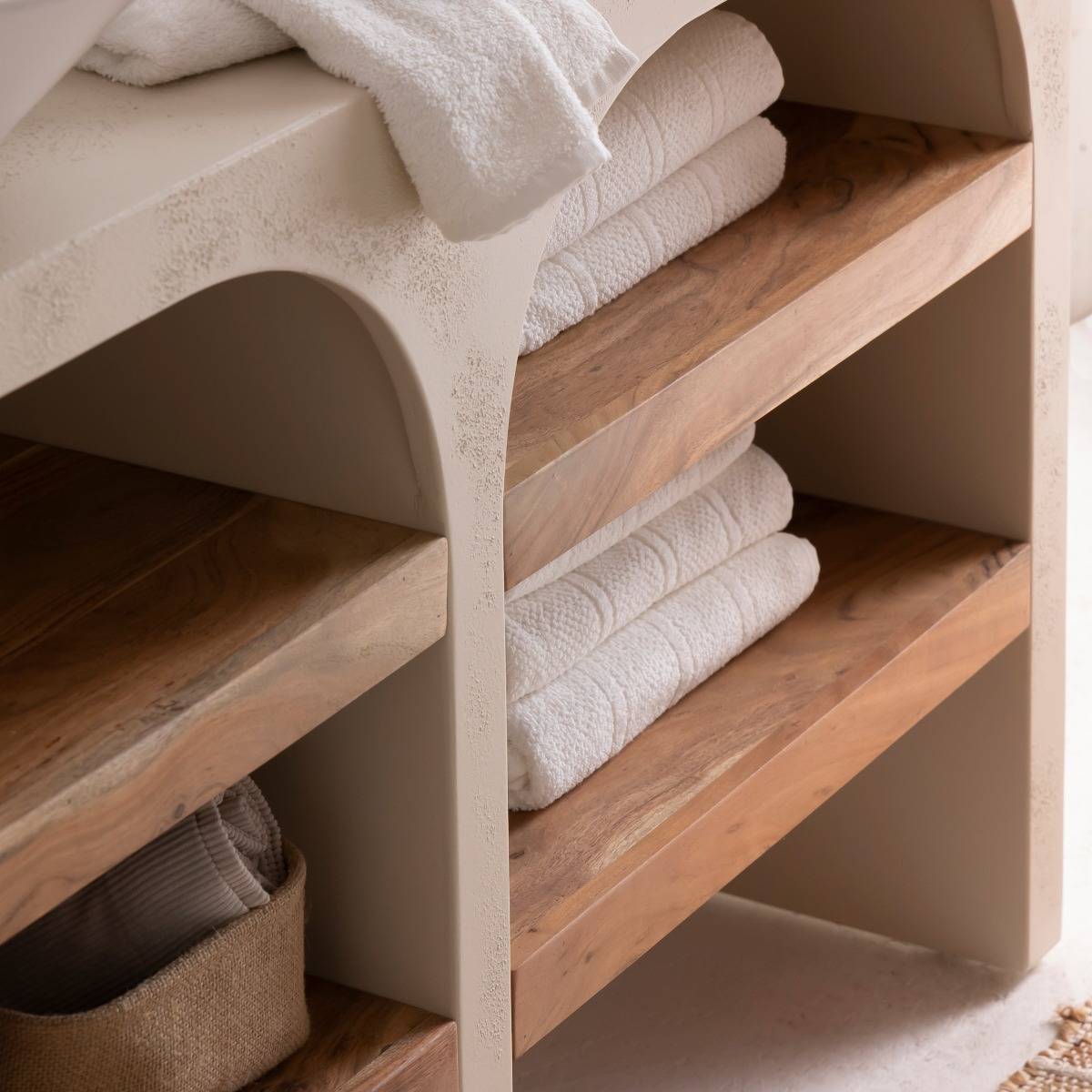 Meuble sous vasque en bois d'ingénierie DALVA blanc, MADE IN MEUBLES 