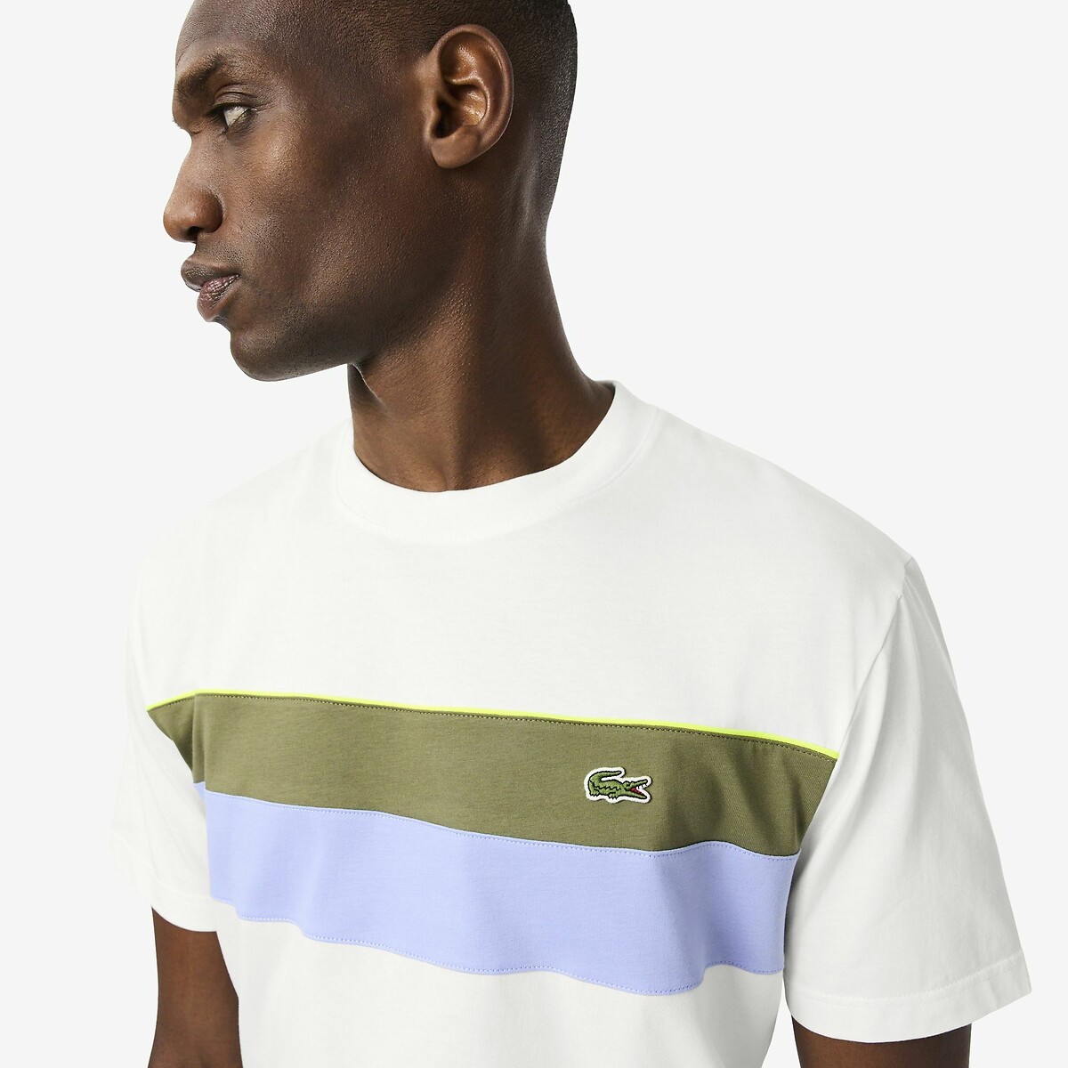Colour Block T-Shirt with Short Sleeves ecru , LACOSTE