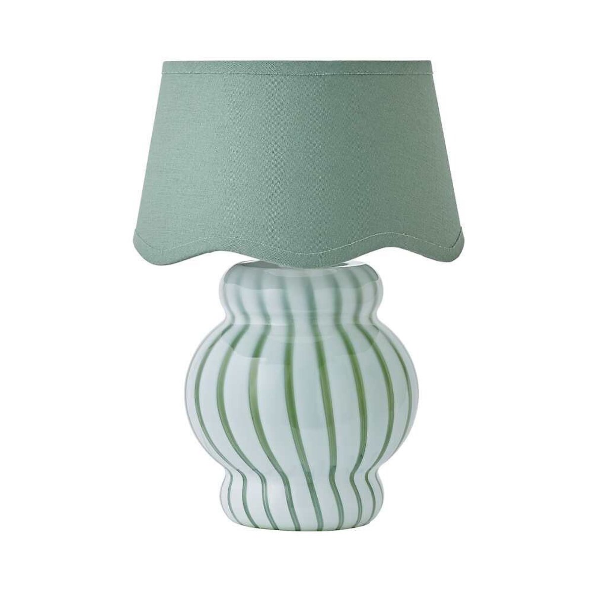 Toffee Stripe Glass Table Lamp with Scallop Shade green, SO'HOME