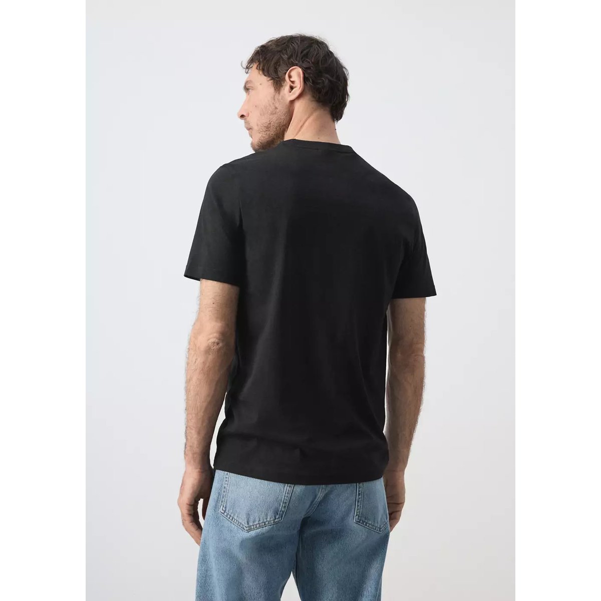 T-shirt slim fit 180 g/m² noir, MANGO MAN