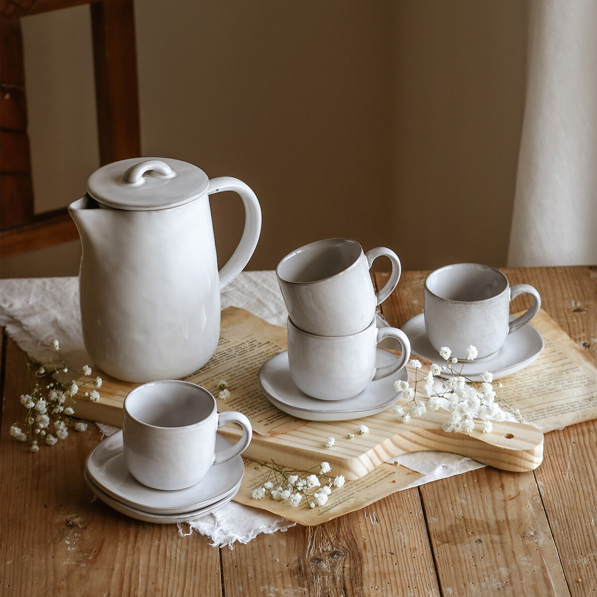 Conjunto de café SVELTE, NOSSE CERAMIC cinza-claro, NOSSE CERAMIC