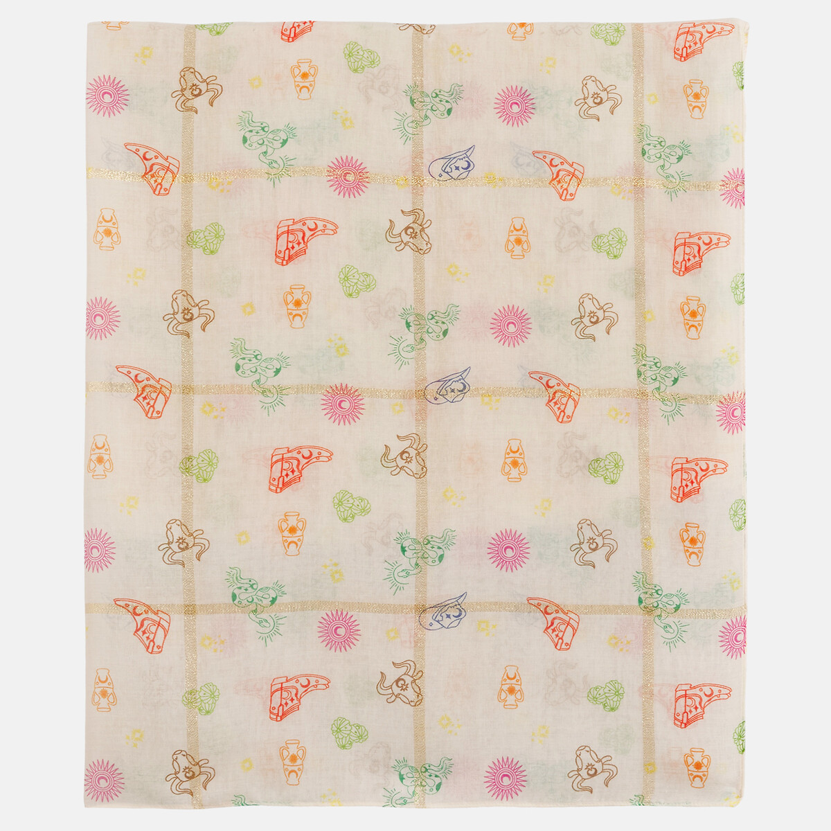 Foulard imprimé Tasselo beige/multicolore, PIECES