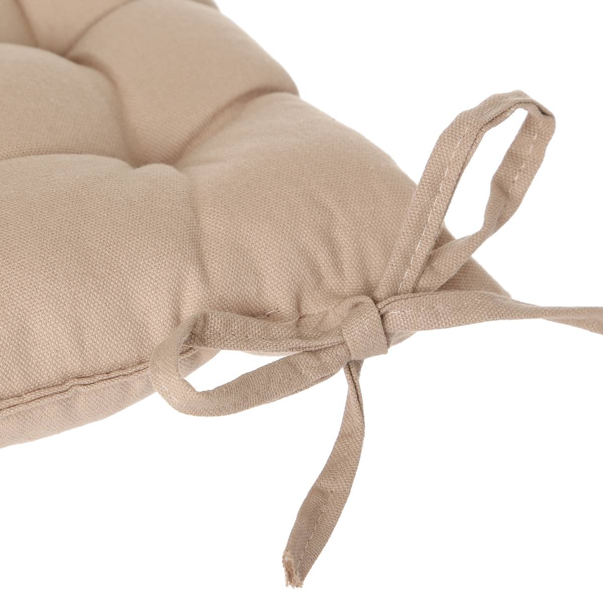 Galette de chaise carrée en coton ANJALI beige lin, ATMOSPHERA