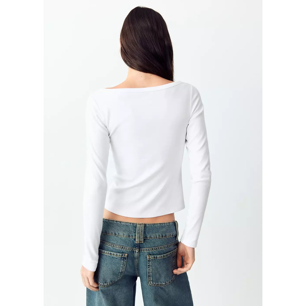 T-shirt col bateau à clous blanc cassé, MANGO TEEN