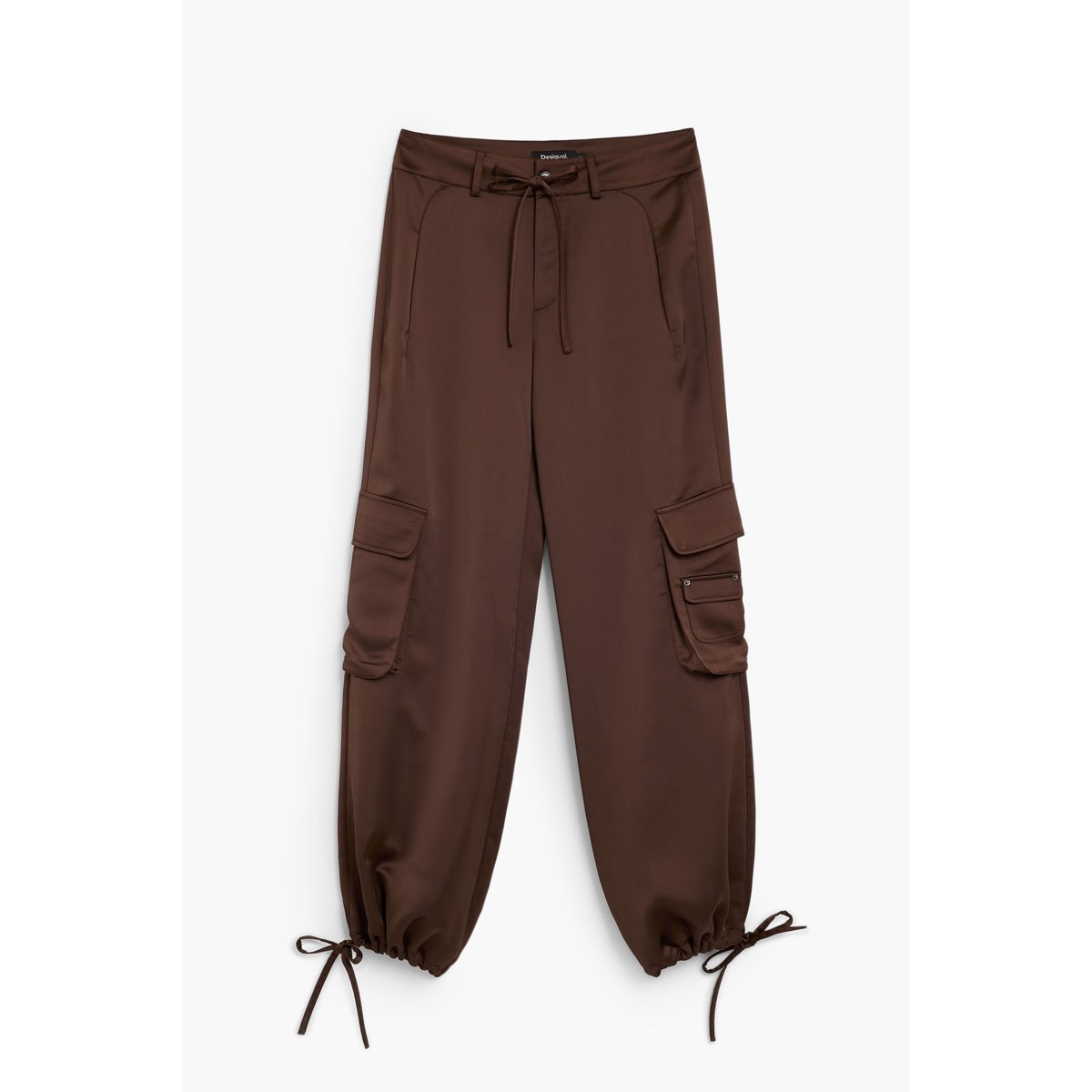 Pantalon cargo satiné marron, DESIGUAL