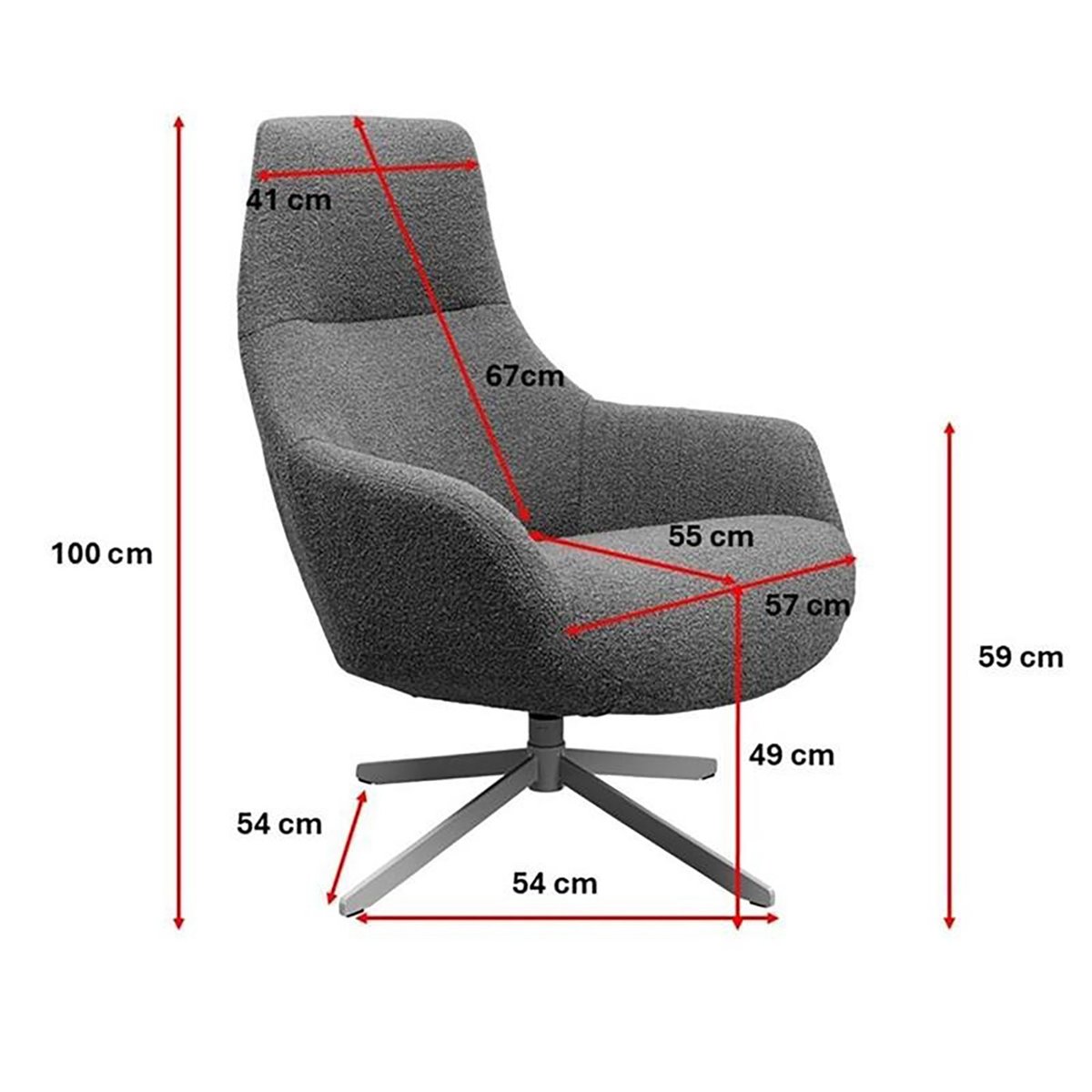 Fauteuil pivotant en polyester bouclé, MIMI crème, KARE DESIGN