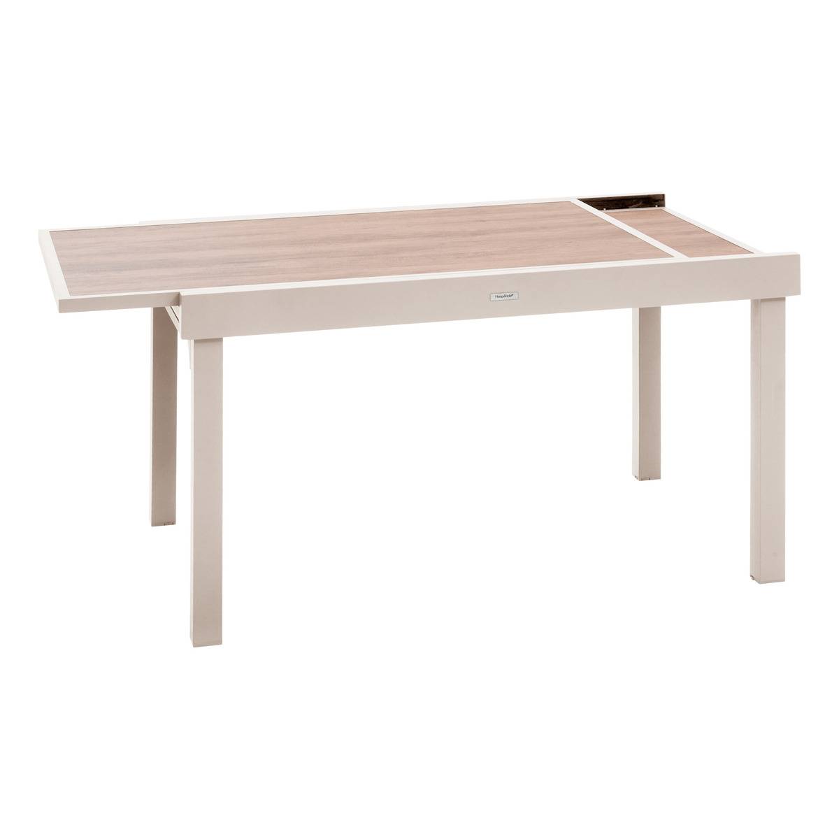 Table de jardin extensible 12 places en aluminium et verre PIAZZA argile, HESPERIDE