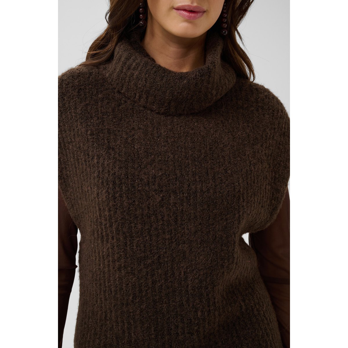 Pullover tricoté marron coffee bean melange, CULTURE
