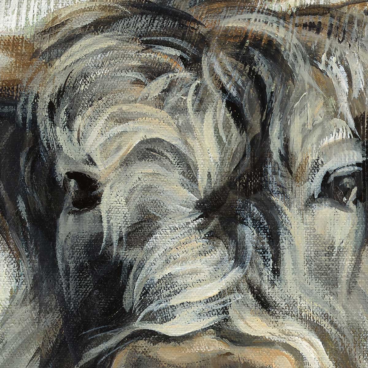 Affiche Vache highland aquarelle affiche + cadre en bois - noir, HEXOA