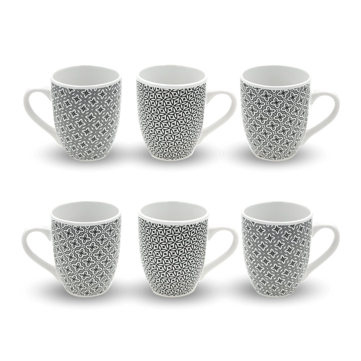Lot de 6 mugs, VILLA LES PINS noir, ARTIME