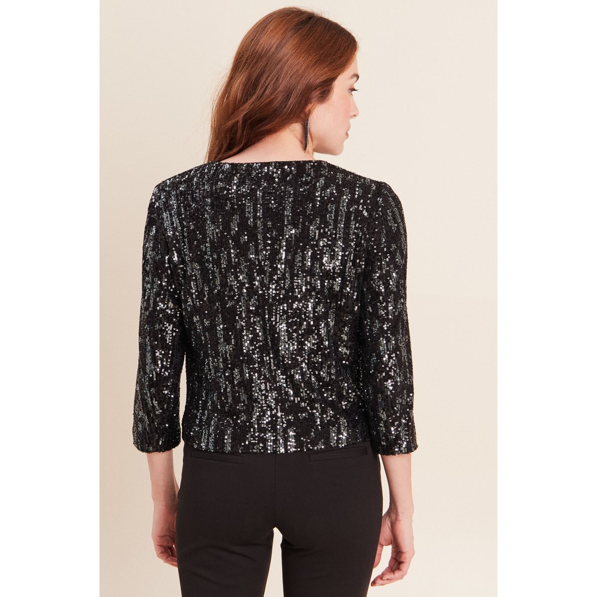Veste ajustée courte à sequins gris foncé, BREAL