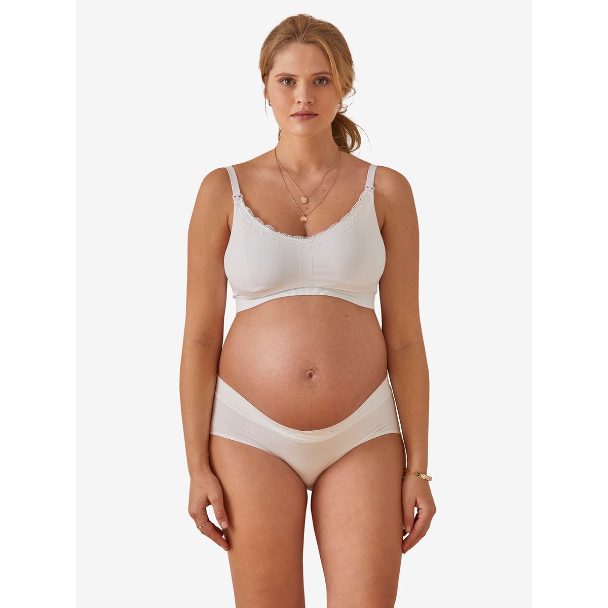 Brassière grossesse et allaitement détail dentelle blanc, VERTBAUDET