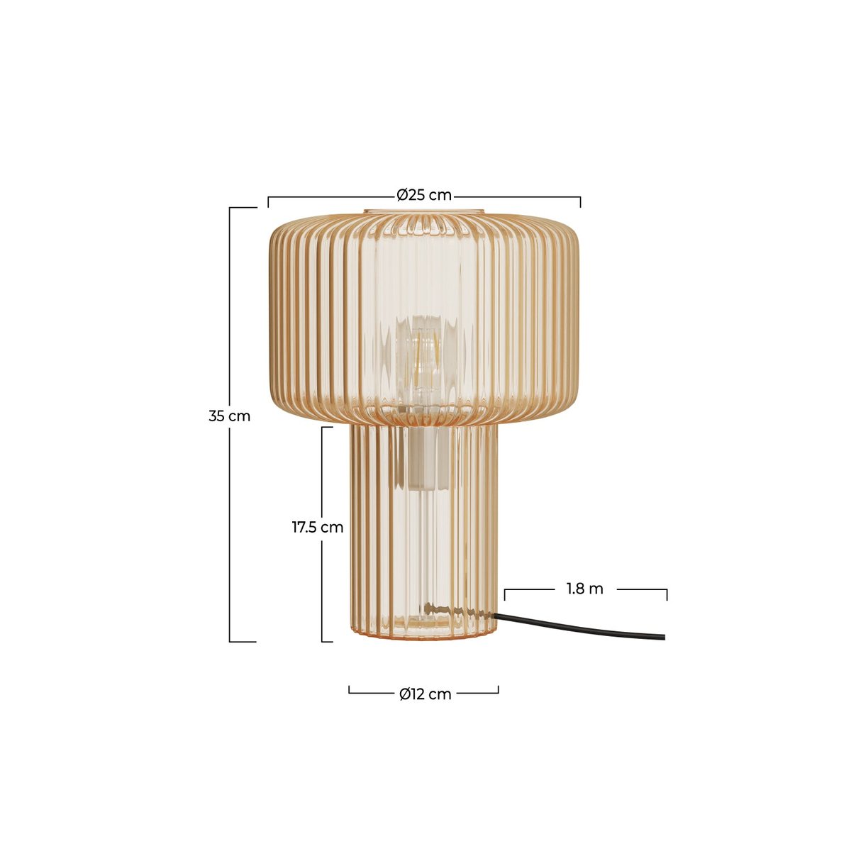 Lampe en verre cannelé - VERRA transparent, MAISON PAVANE