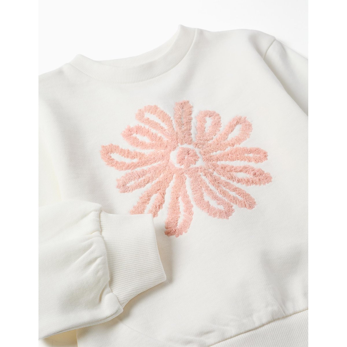 Sweat avec imprimé floral en relief blanc, ZIPPY